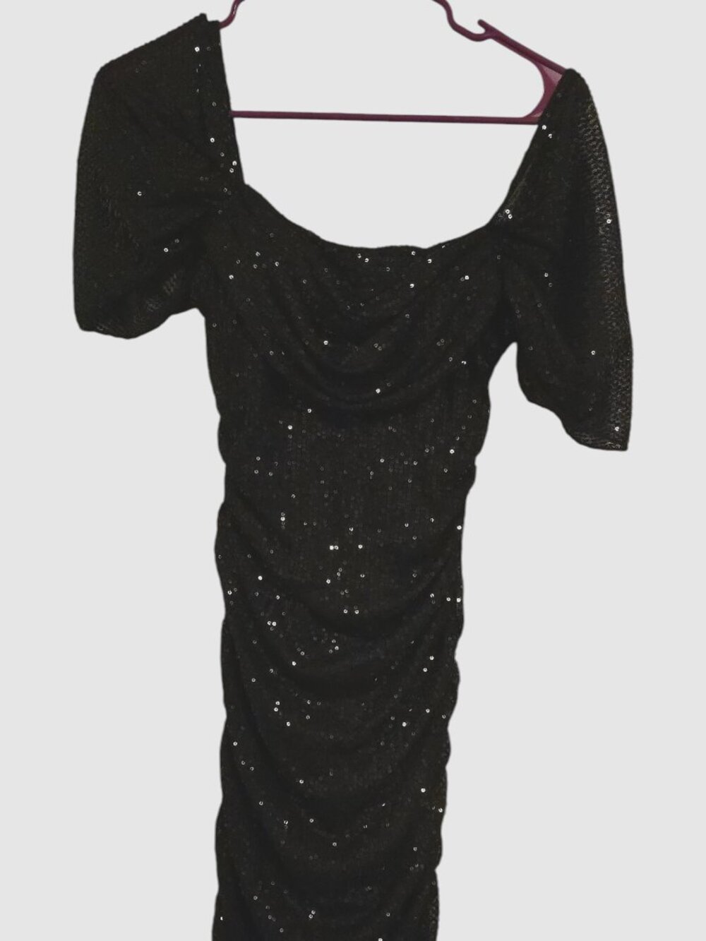 Hello Molly Black Sequin Off-Shoulder Mini Dress